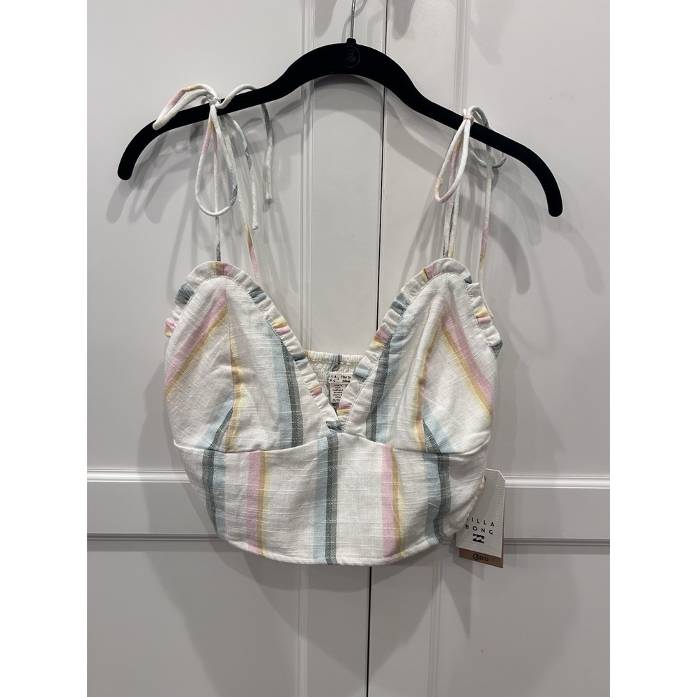 Billabong x The Salty Blonde Striped Bralette Crop Top Pastel Multi Medium